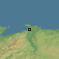 Shaded relief of the 48 km around Deganwy-Llandudno Junction, drawn from the GMTED2010 grid