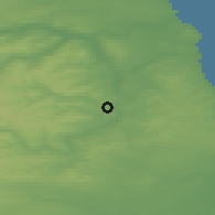 Shaded relief of the 48 km around Durham, drawn from the GMTED2010 grid