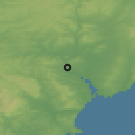 Shaded relief of the 49 km around Exeter, drawn from the GMTED2010 grid