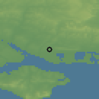 Shaded relief of the 49 km around Fareham, drawn from the GMTED2010 grid