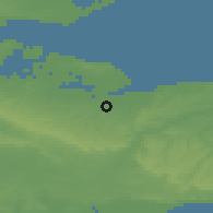 Shaded relief of the 49 km around Faversham, drawn from the GMTED2010 grid