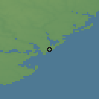 Shaded relief of the 49 km around Felixtowe, drawn from the GMTED2010 grid