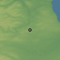 Shaded relief of the 48 km around Ferryhill, drawn from the GMTED2010 grid