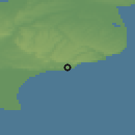 Shaded relief of the 49 km around Folkestone, drawn from the GMTED2010 grid