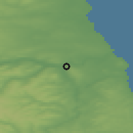 Shaded relief of the 48 km around Gateshead, drawn from the GMTED2010 grid