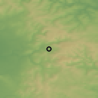 Shaded relief of the 48 km around Glossop, drawn from the GMTED2010 grid