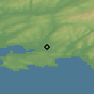 Shaded relief of the 49 km around Gorseinon, drawn from the GMTED2010 grid
