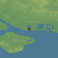 Shaded relief of the 49 km around Gosport, drawn from the GMTED2010 grid