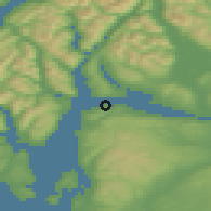 Shaded relief of the 47 km around Gourock, drawn from the GMTED2010 grid