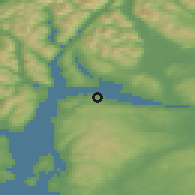 Shaded relief of the 47 km around Greenock, drawn from the GMTED2010 grid