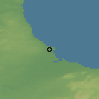 Shaded relief of the 48 km around Hartlepool, drawn from the GMTED2010 grid