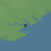 Shaded relief of the 49 km around Harwich, drawn from the GMTED2010 grid