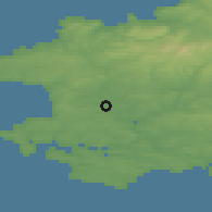 Shaded relief of the 49 km around Haverfordwest, drawn from the GMTED2010 grid