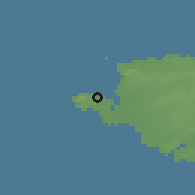 Shaded relief of the 48 km around Holyhead, drawn from the GMTED2010 grid