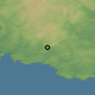 Shaded relief of the 49 km around Ivybridge, drawn from the GMTED2010 grid