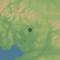 Shaded relief of the 48 km around Kendal, drawn from the GMTED2010 grid