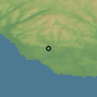 Shaded relief of the 49 km around Aberkenfig-Bryncoch, drawn from the GMTED2010 grid