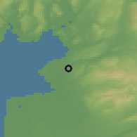 Shaded relief of the 48 km around Lancaster, drawn from the GMTED2010 grid
