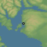 Shaded relief of the 47 km around Largs, drawn from the GMTED2010 grid