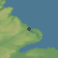 Shaded relief of the 48 km around Larne, drawn from the GMTED2010 grid
