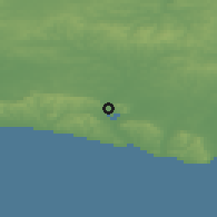 Shaded relief of the 49 km around Lewes, drawn from the GMTED2010 grid