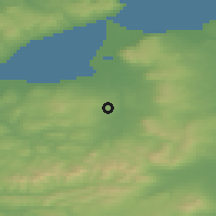 Shaded relief of the 47 km around Limavady, drawn from the GMTED2010 grid