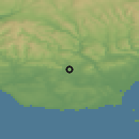 Shaded relief of the 49 km around Llantrisant-Pontyclun, drawn from the GMTED2010 grid