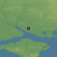 Shaded relief of the 49 km around Locks Heath, drawn from the GMTED2010 grid