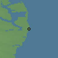Shaded relief of the 49 km around Lowestoft, drawn from the GMTED2010 grid
