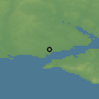 Shaded relief of the 49 km around Lymington, drawn from the GMTED2010 grid