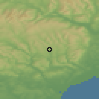 Shaded relief of the 49 km around Bargoed, drawn from the GMTED2010 grid