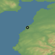 Shaded relief of the 48 km around Maryport, drawn from the GMTED2010 grid