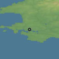 Shaded relief of the 49 km around Milford Haven, drawn from the GMTED2010 grid