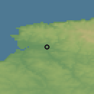 Shaded relief of the 49 km around Barnstaple, drawn from the GMTED2010 grid