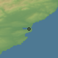 Shaded relief of the 47 km around Montrose, drawn from the GMTED2010 grid