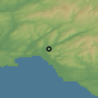 Shaded relief of the 49 km around Neath, drawn from the GMTED2010 grid