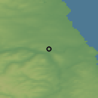 Shaded relief of the 48 km around Newcastle upon Tyne, drawn from the GMTED2010 grid