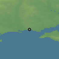 Shaded relief of the 49 km around New Milton-Barton-on-Sea, drawn from the GMTED2010 grid