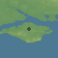 Shaded relief of the 49 km around Newport, drawn from the GMTED2010 grid