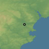 Shaded relief of the 49 km around Newton Abbot, drawn from the GMTED2010 grid