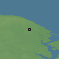 Shaded relief of the 48 km around North Walsham, drawn from the GMTED2010 grid