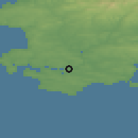 Shaded relief of the 49 km around Pembroke Dock, drawn from the GMTED2010 grid