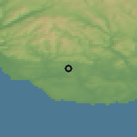 Shaded relief of the 49 km around Pencoed, drawn from the GMTED2010 grid