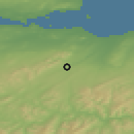 Shaded relief of the 47 km around Penicuik, drawn from the GMTED2010 grid