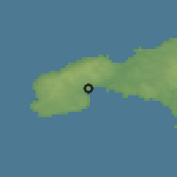 Shaded relief of the 50 km around Penzance, drawn from the GMTED2010 grid