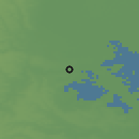 Shaded relief of the 49 km around Peterborough, drawn from the GMTED2010 grid