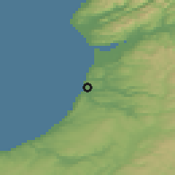 Shaded relief of the 49 km around Aberystwyth, drawn from the GMTED2010 grid