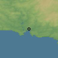 Shaded relief of the 49 km around Plymouth, drawn from the GMTED2010 grid