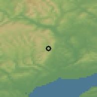 Shaded relief of the 49 km around Pontypool, drawn from the GMTED2010 grid