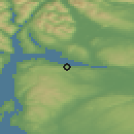 Shaded relief of the 47 km around Port Glasgow, drawn from the GMTED2010 grid